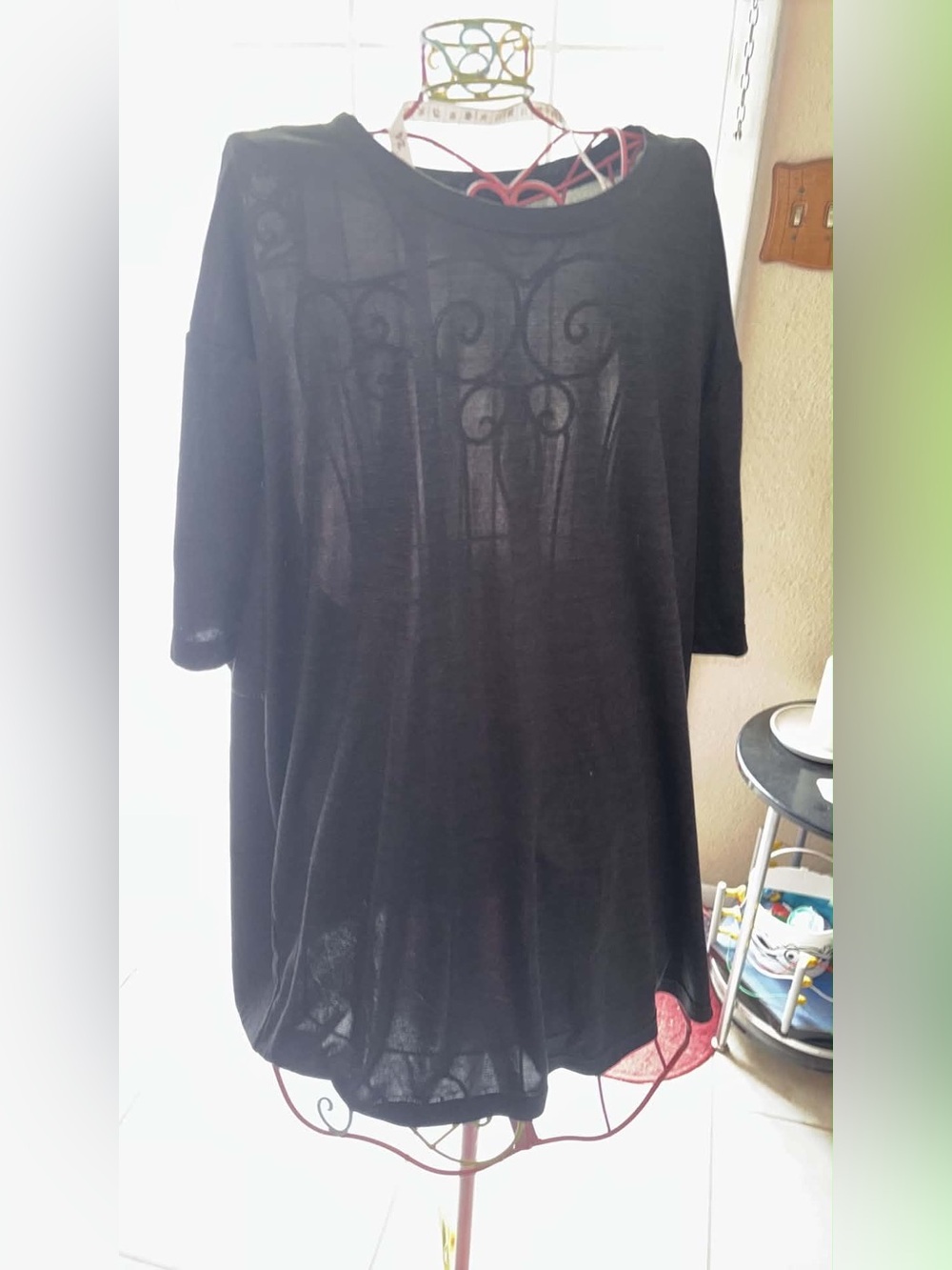 Black Sheer Short Sleeve Tunic